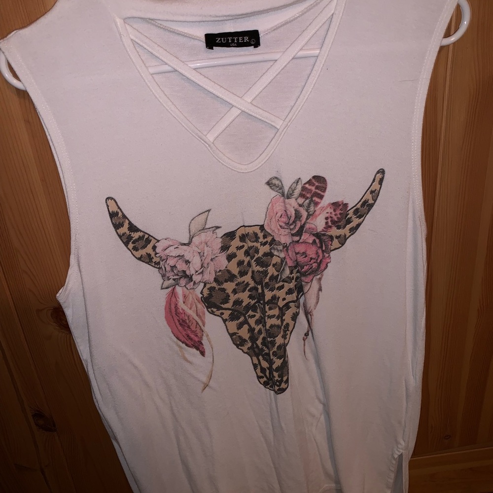 Strapped front loose fitting tank top